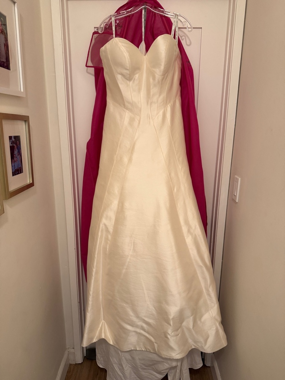 Matthew Christopher Ivory Satin Bridal Gown Label Detail